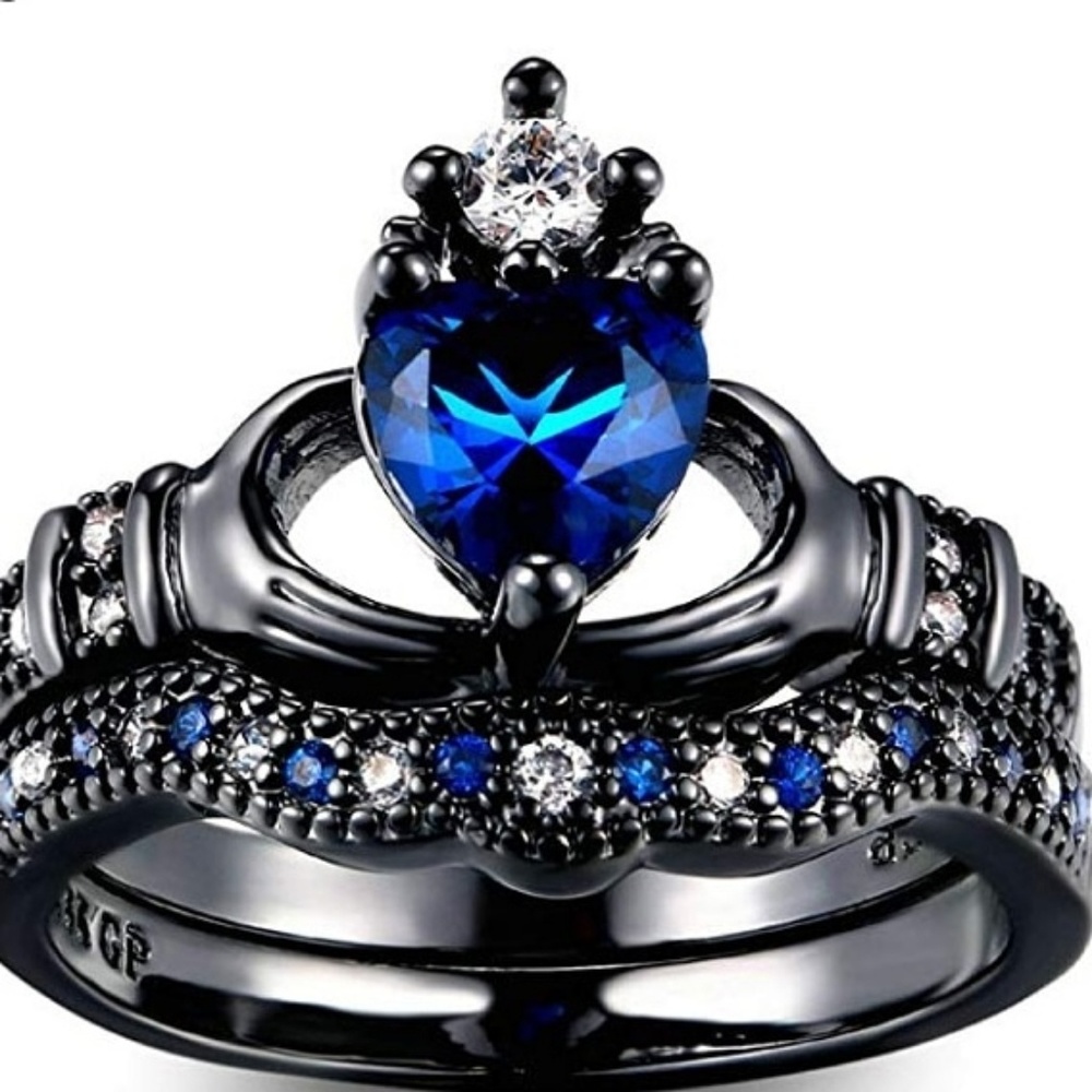 Size 6 sterling silver 18 karat black gold plated
